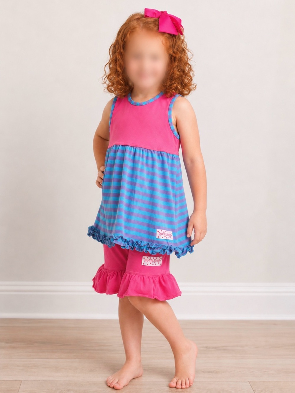 Ruffle Girl Blue/Purple/Hot Pink Ruffle Short Set